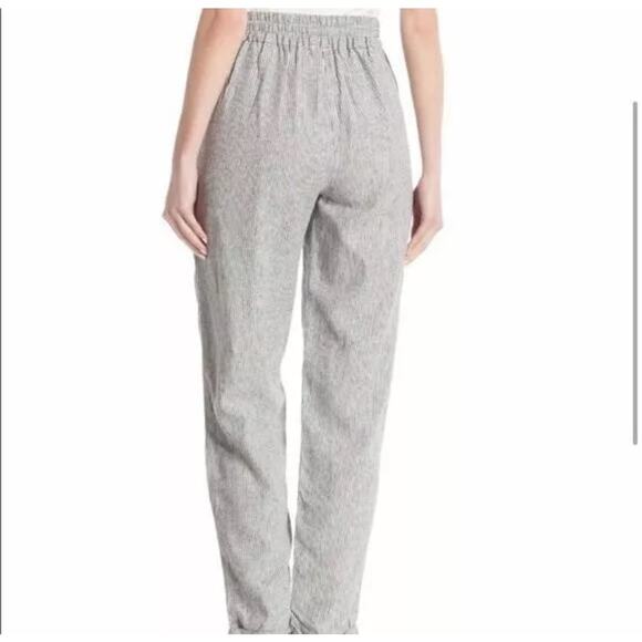 Max Studio Striped Linen Rayon Waist Tie High Waisted Pants - Picture 2 of 13